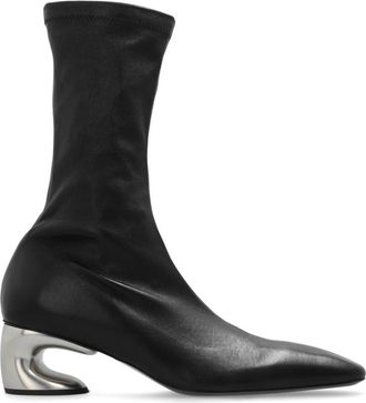 Jil Sander Leren Enkellaarsjes - Dames - Laarzen met Hak - Zwart - 36 EU - Leer - Schoenen