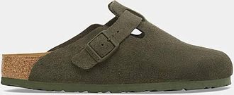 Birkenstock Suede Boston Clogs - Thyme