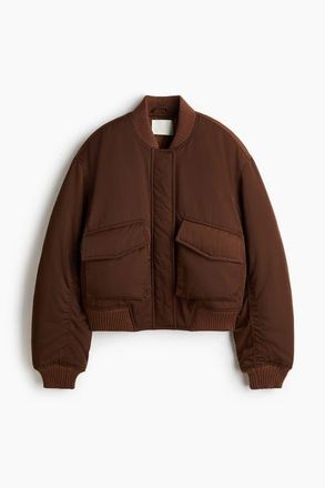 H&M Padded Bomber Jacket in Dark Brown at Nordstrom, Size X-Small