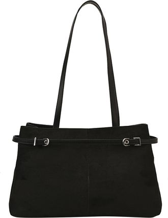 Generic Faux Suede Tote Bag Vintage Hobo Handbag Large Shoulder Bag for Women (Black)