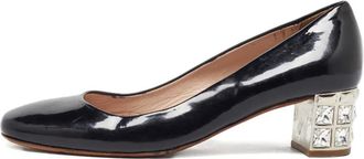 Miu Miu 45mm patent-leather crystal-heel pumps - Black