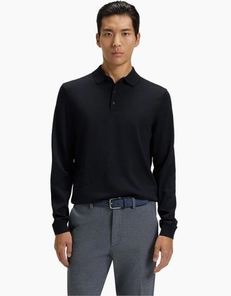 HUGO BOSS Mens Lancione Long Sleeve Polo - Navy - Size: 44
