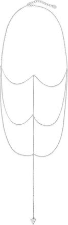 Sterling Forever Triple Layer Triangle Drop Chain Necklace