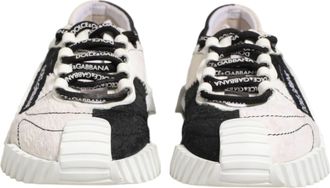 Dolce & Gabbana White Black Leather NS1 Sneaker Womens Shoes (Pre-Owned)