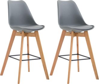Clp Clp - Set De 2 Taburetes De Bar Metz Con Asiento En Polipropileno Natural Gris