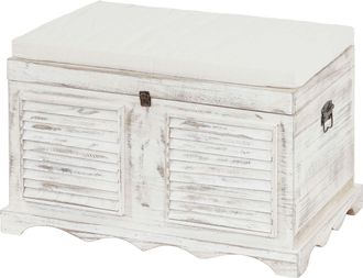Hhg Hhg - Nunca Usado] Ba&uacute;l Madera T356, Banco Almacenaje, Aspecto Shabby Vintage 50x76x45cm, Blanco