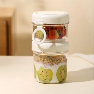 OEM Vaso De Yogur Para Llevar, 880 Ml, Vaso Para Muesli, Vasos Para Avena, Vaso Para Sopa, Vaso Para El Almuerzo, A Prueba De Fugas, Aislado, Blanco