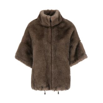 VALENTINI 1972 Short Shearling Jacket - female - VALENTINI 1972 - Faux Fur & Shearling Jackets - Brown - XS - Jackets