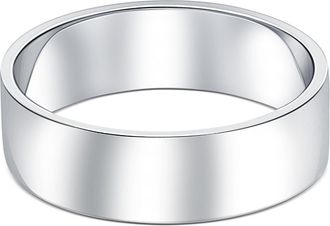 Pompeii3 10k White Gold 6mm Flat Comfort Fit High Polished Wedding Band Mens Ring