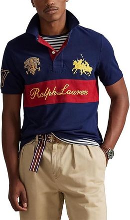 Polo Ralph Lauren Classic Fit Crest Mesh Polo Shirt Mens Clothing Newport Navy/Sweet Tomato : 2XL, Cotton
