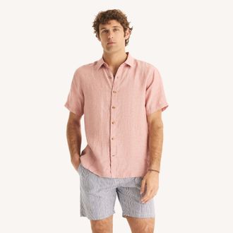 Nautica Mens Classic Fit Short-Sleeve Linen Shirt