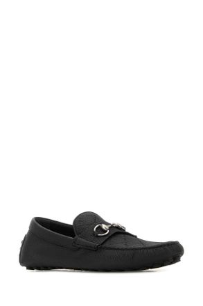 Gucci Mens Black Leather Driver Loafers 1000 Mocassini