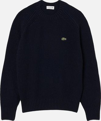 Lacoste Mens Lacoste Thick Wool Crew Neck Sweater Jumper Dark Navy - Black - Size: 40
