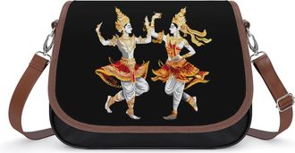 Generic Traditional Thai Dance Small Womens Crossbody Bags Shoulder Handbag with Adjustable Strap for Travel