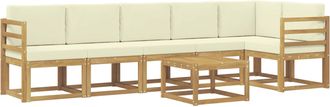 vidaXL Conjunto De Sof&aacute;s De Exterior 7 Uds. Blanco Y Crema Poli&eacute;ster Vidaxl