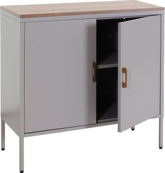 Hhg Non utilizzato] Credenza armadietto con 2 sportelli HHG 926 metallo mdf 90x90x40cm grigio