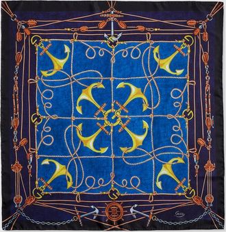 Gucci Lungomare Printed Silk Carr&eacute;, Blue, Silk