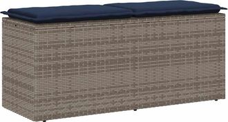 vidaXL Banco De Jard&iacute;n Con Coj&iacute;n Rat&aacute;n Sint&eacute;tico Gris 110x40x44 Cm Vidaxl