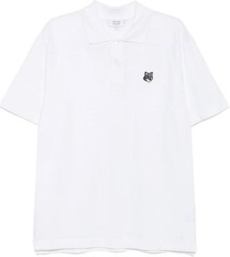 Maison Kitsuné Tops, Heren, Wit, L, Katoen, Witte Polo Sweater met Korte Mouwen