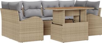 vidaXL Garden Sofa Set with Storage 7 pcs Beige Poly rattan Vidaxl
