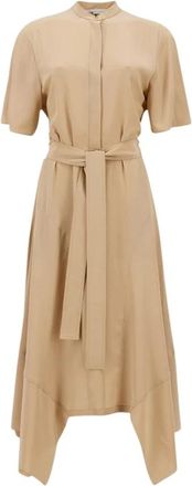 Stella McCartney Beige Zijden Overhemdjurk - Dames - Shirt Kleedjes - Beige - 2XL - Kleedjes