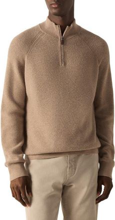 Ermenegildo Zegna Oasi Cashmere Jacquard Quarter Zip Sweater in Light Beige at Nordstrom, Size 58