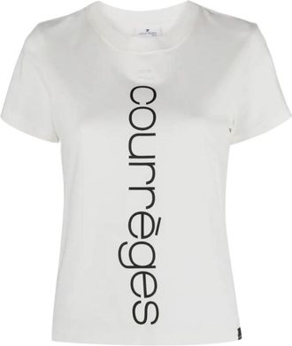 Courr&egrave;ges Gedrukt Straight T-shirt - Dames - T-shirts - Wit - M - Tops
