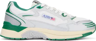 Autry Mens Sneakers Hyperway Mirror Silver-Amazon Green Polyurethane Trainers Silver/amazon