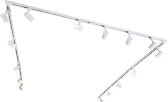 QAZQA Moderno Sistema De Riel Moderno Monof&aacute;sico Blanco Con 15 Focos - Jeana Acero Alargada Adecuado Para Led Max. 15 X 50 Watt - Qazqa