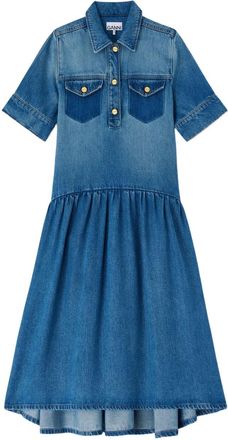 Ganni Abito con ruches - Blu