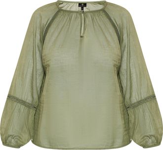 Dreimaster Dreimaster katoenen blouse Dames olijfgroen