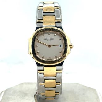 Patek Philippe Pre-owned Patek Philippe Nautilus Diamond Beige Dial Ladies Watch 4700