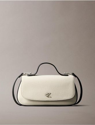 Calvin Klein Womens Monogram Canvas Handle Shoulder Bag - White