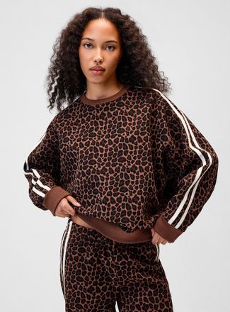 Twik Womens Piped leopard print loose sweatshirt