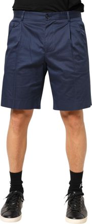 Dolce & Gabbana Blue Cotton Stretch Mid Waist Bermuda Mens Shorts