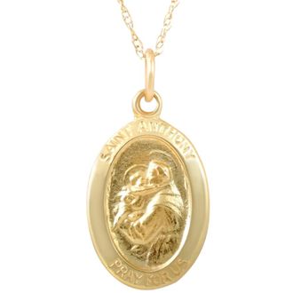 Pompeii3 14k Yellow Gold St. Anthony Medal Pendant.5 Tall 1.5 Grams