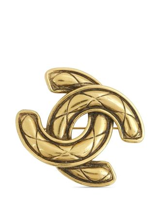 Chanel 1970-1980 Gold Plated CC Quilted Brooch costume brooch - women - Gold Plated - One Size