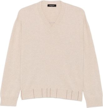Fabiana Filippi Mad 216F015 V-neck Trui - Dames - V-hals truien - Beige - XS - Nylon - Truien & Vesten