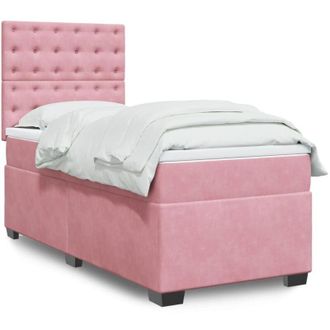 vidaXL Vidaxl - Cama Box Spring Con Colch&oacute;n Terciopelo Rosa 90x190 Cm