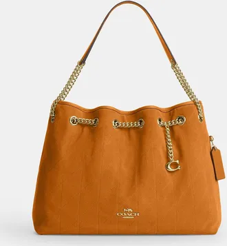 Coach Evelyn Shoulder Bag With Quilting And Charm