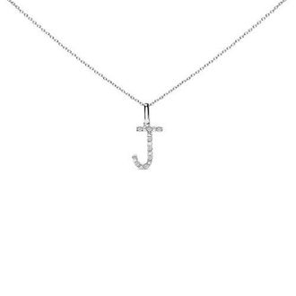 House of Brilliance Sterling Silver Diamond Accent A-Z Initial Pendant Necklace in Sterling Silver |J at Nordstrom