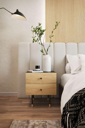 Woodman Nachtkommode »Jugend« Echtholzfurnier aus Eiche, Breite 53 cm, mit Schubladen, Metallfüsse