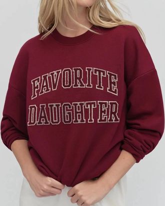 Favorite Daughter Collegiate Embroidery Sweatshirt In Vino/velvet Stone