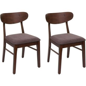 Hhg non utilizzato] Set 2x sedie sala pranzo soggiorno 698 79x45x49cm 150kg tessuto legno scuro taupe