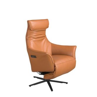 Angel Cerd&aacute; Swivel Armchair, Brown Cowhide Leather, Electric Recline in Tan | Size: 1kg
