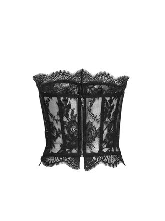 Dolce & Gabbana Womens Bustier Chantilly Lace Black Cotton Tops Top