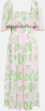 Ganni Floral pleated georgette midi dress