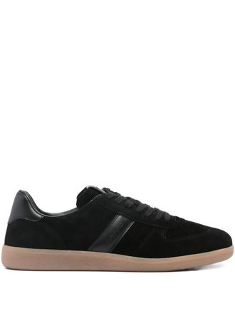 Tom Ford panelled suede sneakers - men - Sheepskin/Calf Leather/Cotton/Rubber/Suede - 40.5 - Black