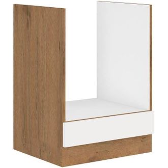 OEM Rock - Mueble Bajo Horno - Melamina Roble Lancelot Y Blanco Brillante - 60 Cm - Encimera No Incluida