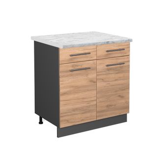 Vicco Mueble Bajo De Cocina Fame-line, Roble Dorado, 80 Cm, Et M&aacute;rmol